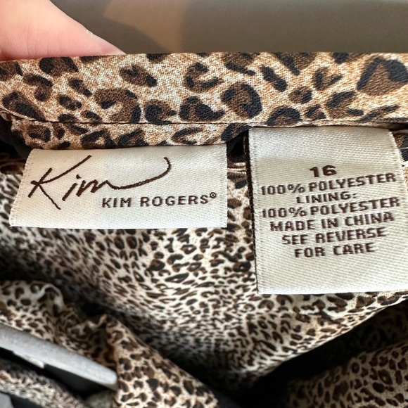 Kim Rogers 3 Piece Suit Black Jacket and Pant Leopard Print Skirt Size 16 - Picture 5 of 8